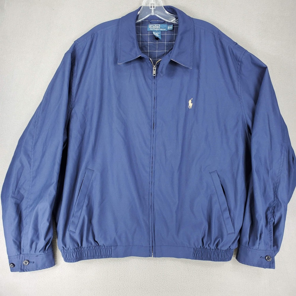 Polo Ralph Lauren Harrington Jacket Mens XL Blue Full Zip Plaid Windbreaker